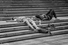 Queen Street Auckland city, black and white photo by Mike Wheelton